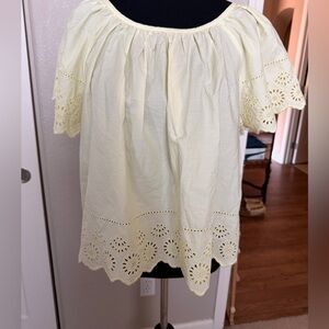 GAP Pale Yellow Eyelet Off-Shoulder Blouse